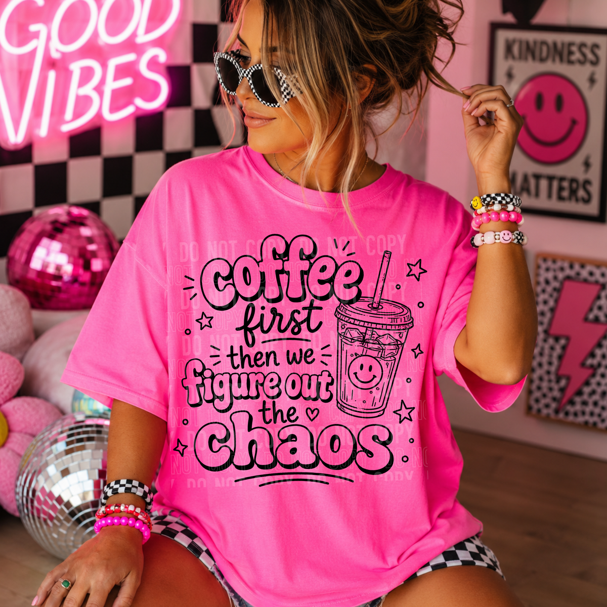 Coffee first then we figure out the chaos BLACK (SBB) DTF Transfer