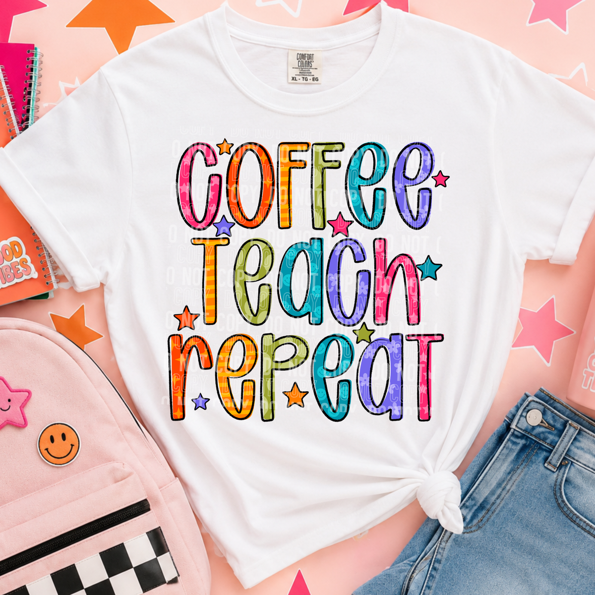 Coffee teach repeat stars (SBB) DTF Transfer
