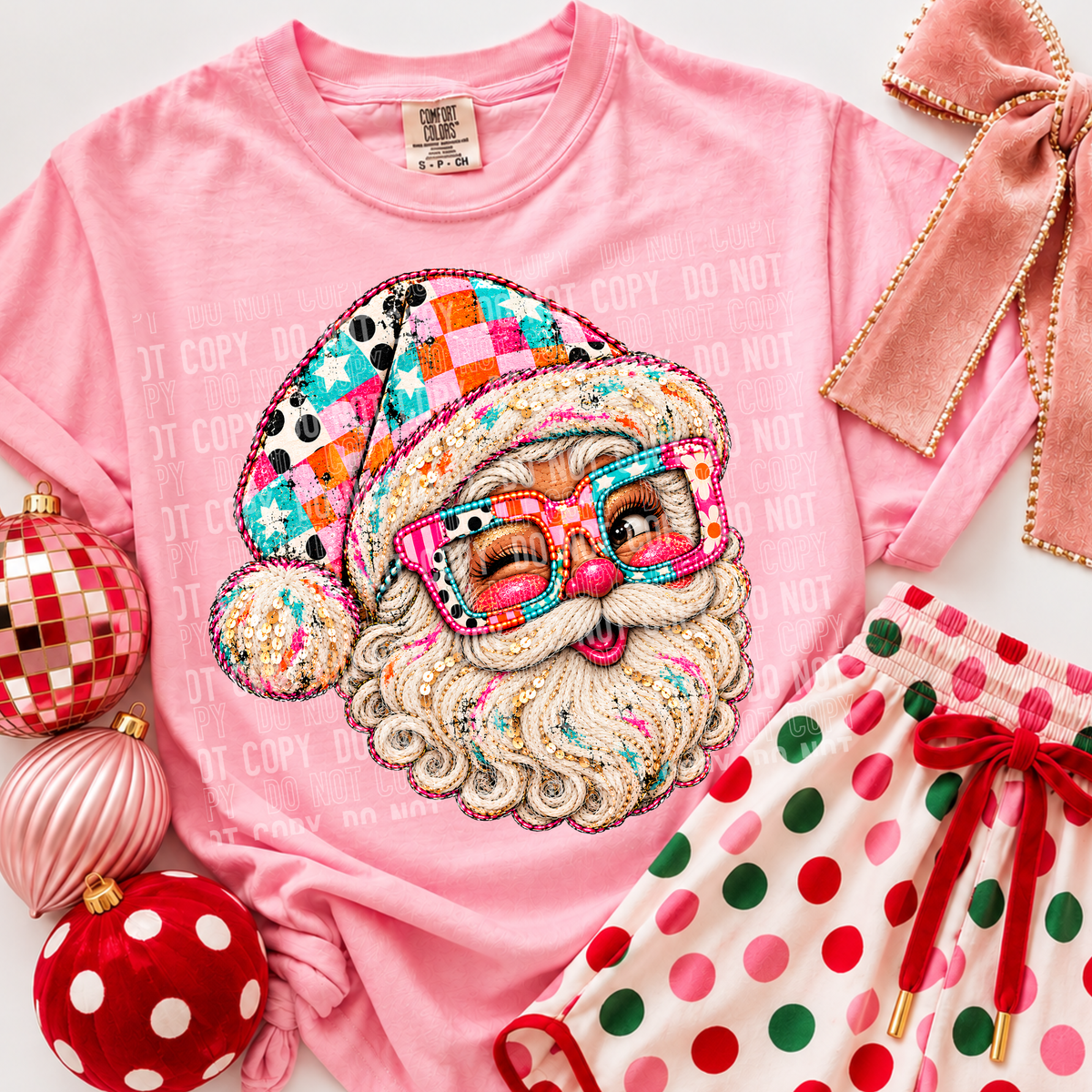 Santa colorful pink blue and  orange (SBB) DTF Transfer