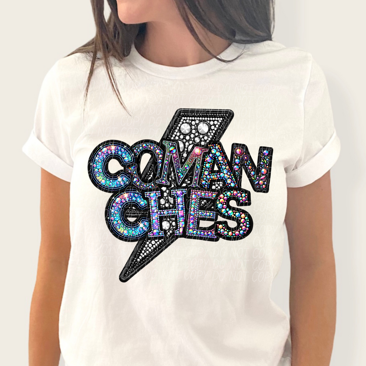 Comanches lightning bolt rhinestones (city) 45240 DTF transfers