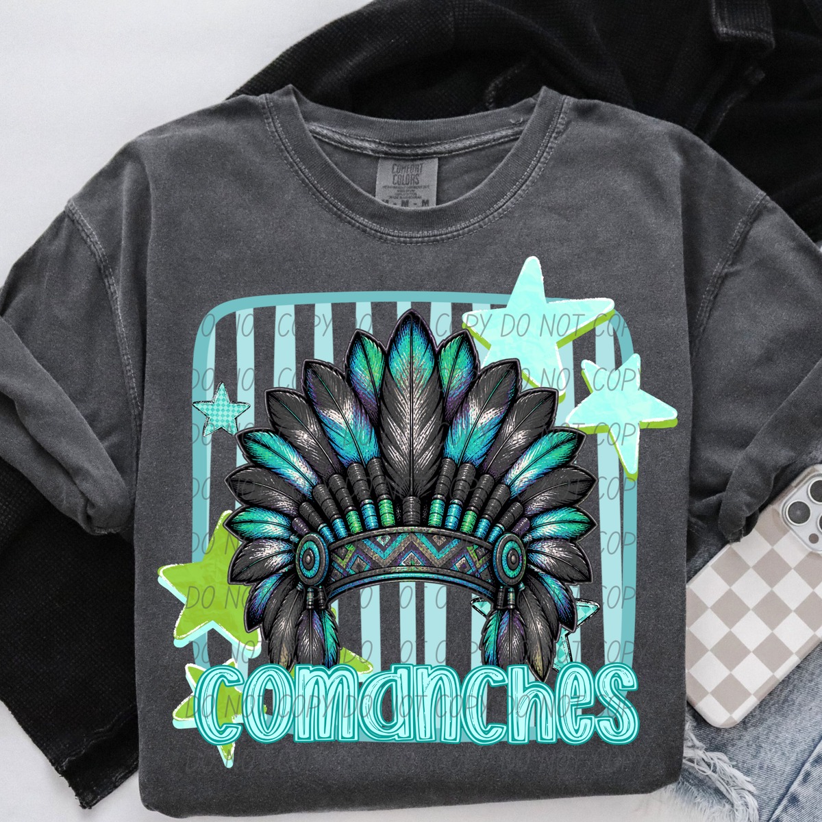 comanches blue stars and stripes blue font (CITY) DTF Transfer