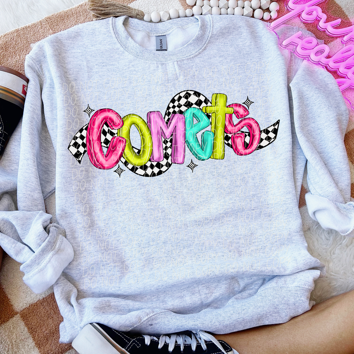 Comets Colorful Checker 74161 DTF Transfer
