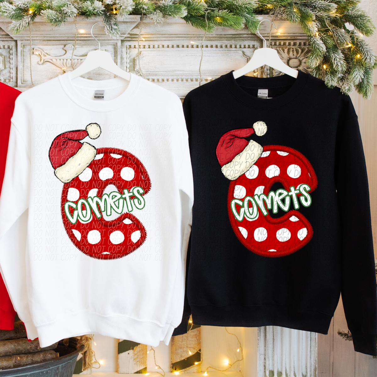 C Comets Christmas Faux Embroidery (CITY) 66287 DTF transfer