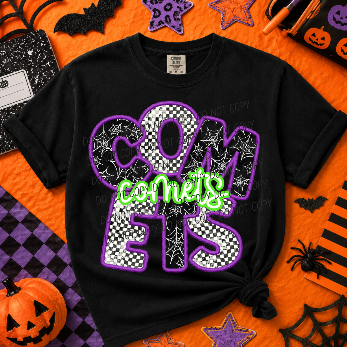 Comets-Purple/Green Halloween Font (CITY) DTF Transfer