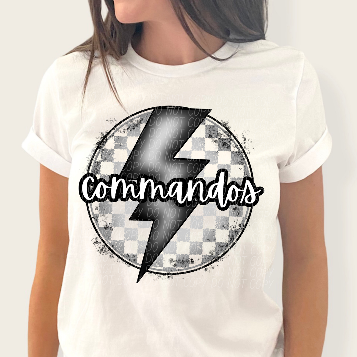 Commandos grey/silver lightning bolt circle CITY DTF transfer