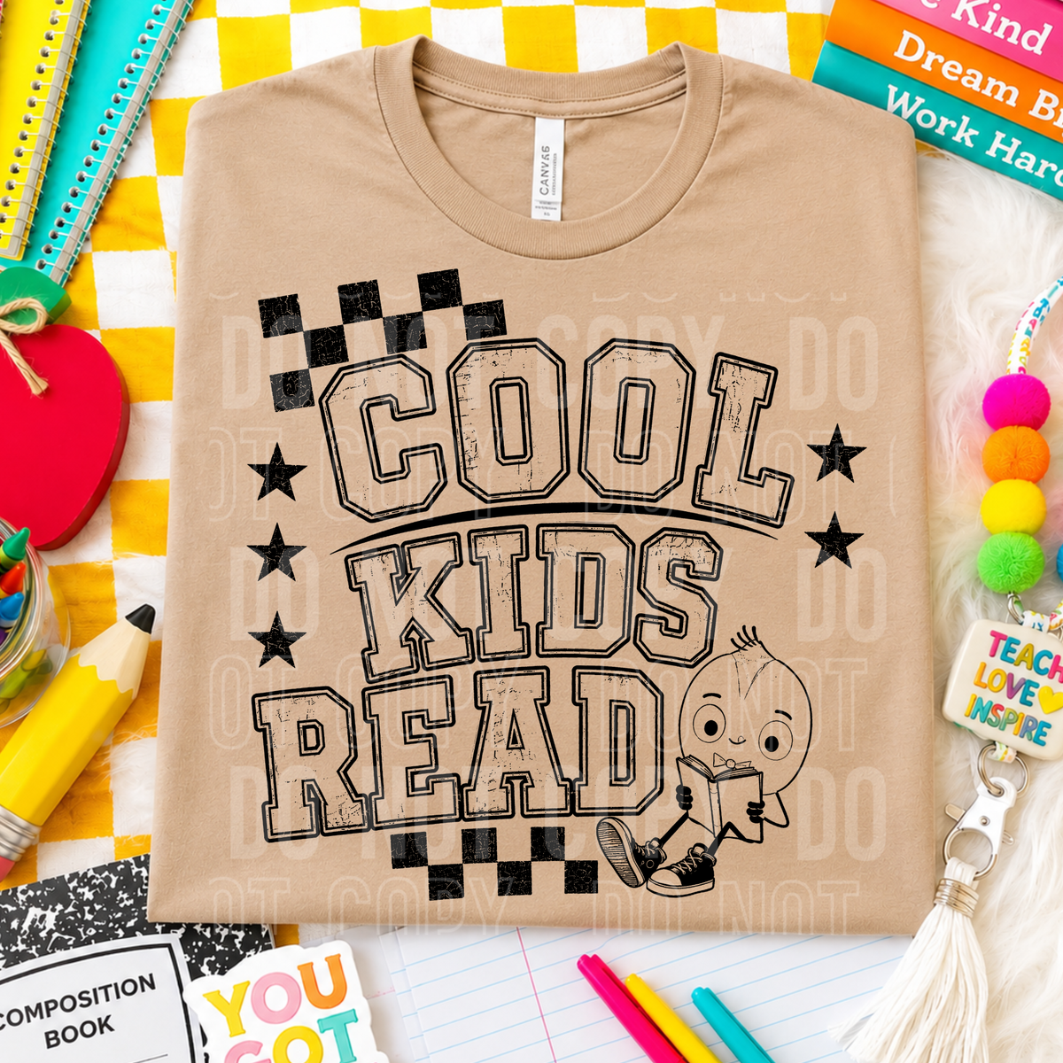 Cool kids read peanut BLACK (SBB) DTF Transfer