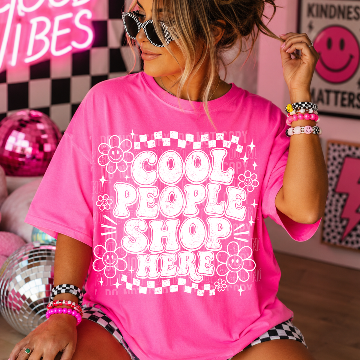 Cool people shop here WHITE (SBB) DTF Transfer