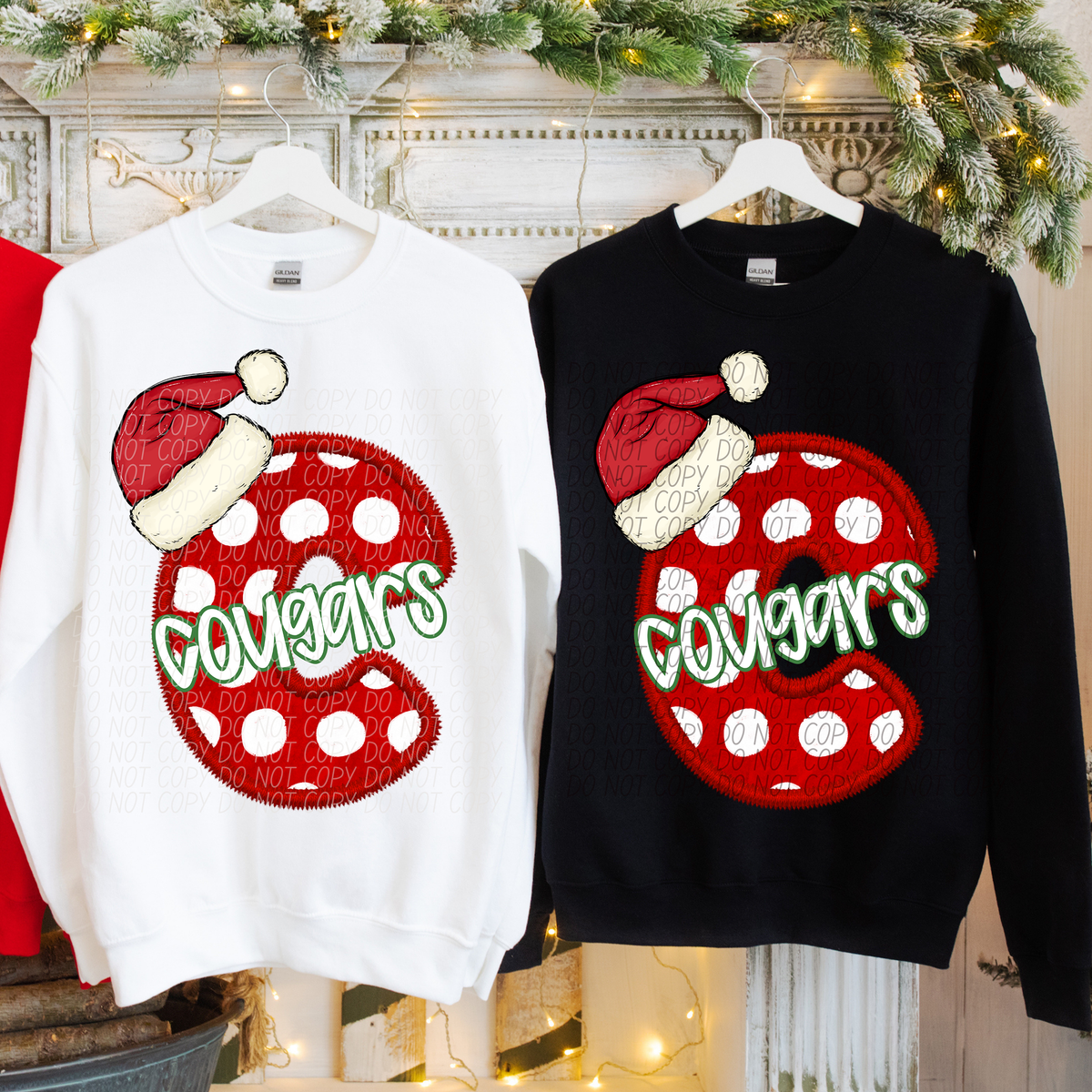 C Cougars Christmas Faux Embroidery (CITY) 66289 DTF transfer