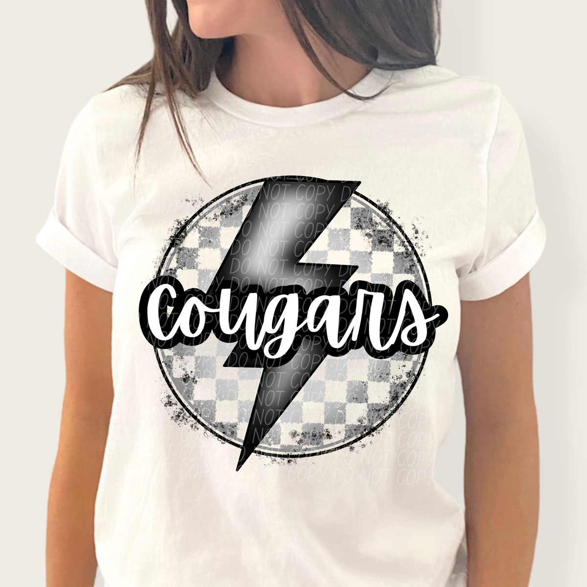 Cougars grey/silver lightning bolt circle CITY DTF transfer