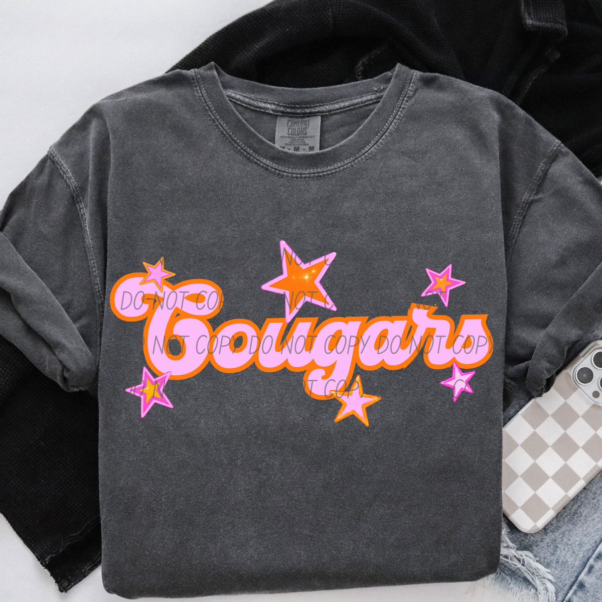 cougars pink orange stars (city) DTF transfer