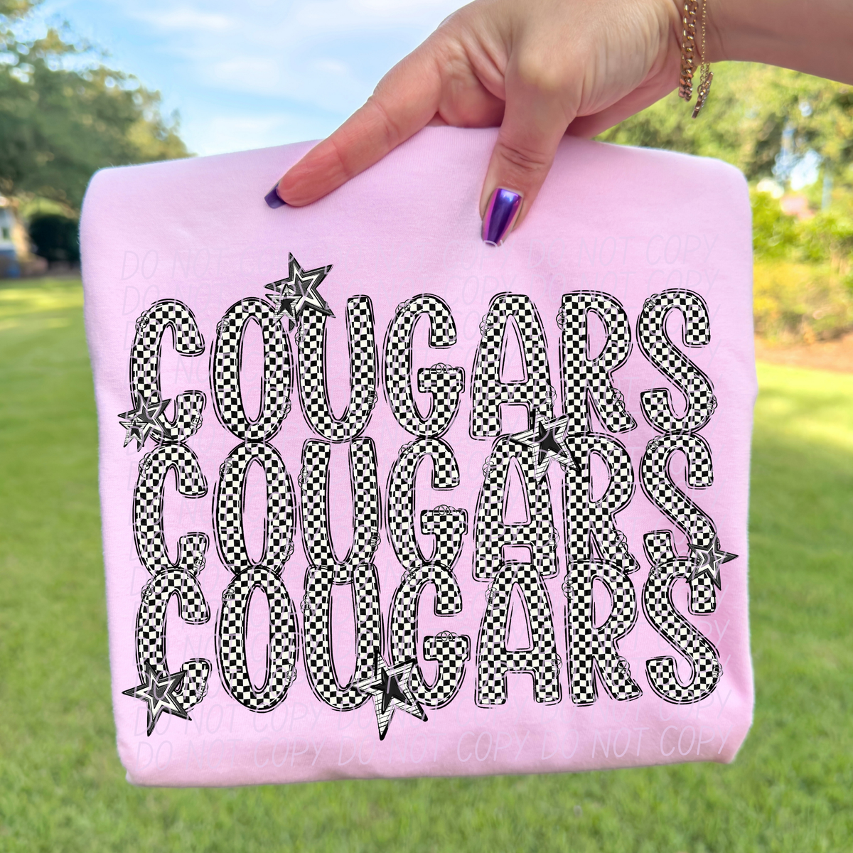 Cougars checker star stacked (City)DTF transfer