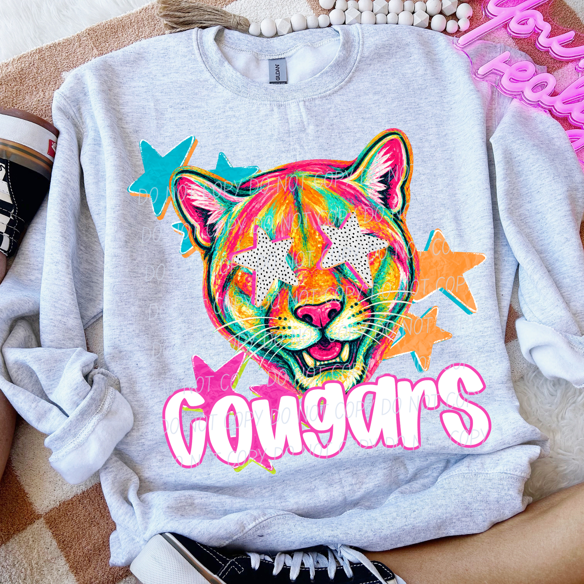 cougars pop art with stars (CITY) DTF Transfer