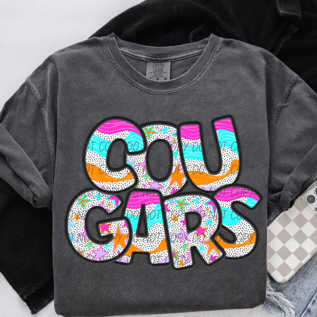 cougars wavy stars (city) DTF transfer