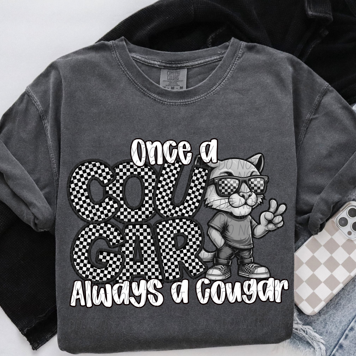 Once a Cougar always a Cougar Checkered (CITY) DTF transfer