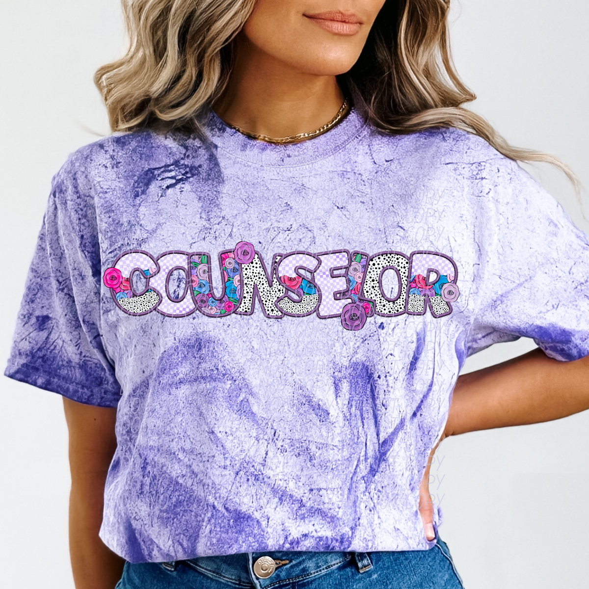 Counselor Floral Purple Checkered (CITY) DTF transfer