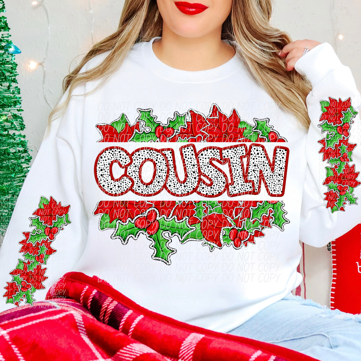 Cousin Split Holly Name FRONT (City) DTF transfer