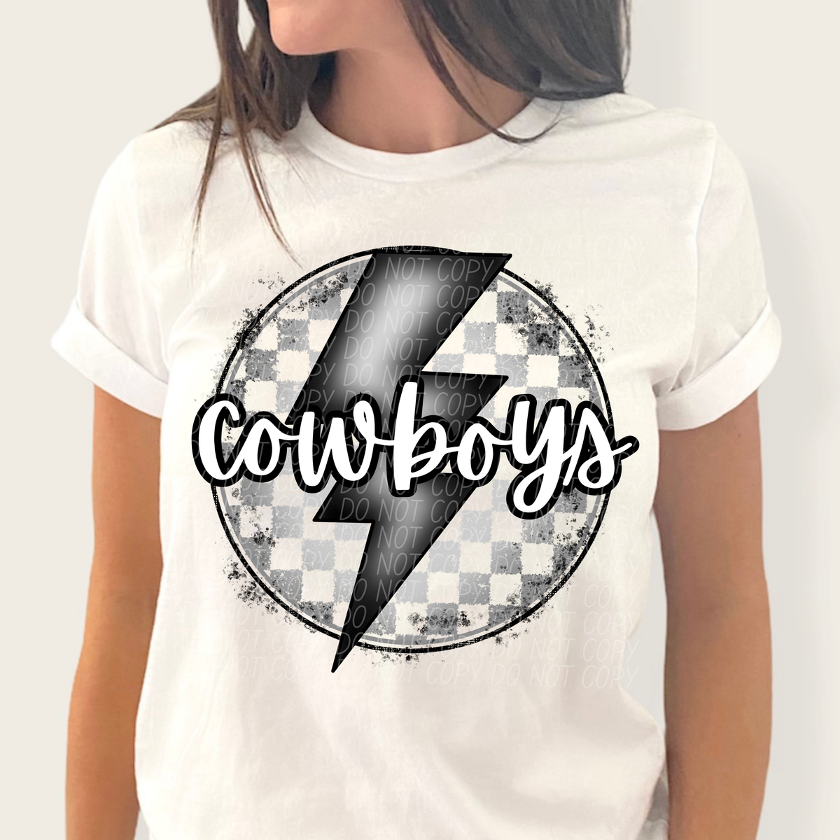 Cowboys grey/silver lightning bolt circle CITY DTF transfer