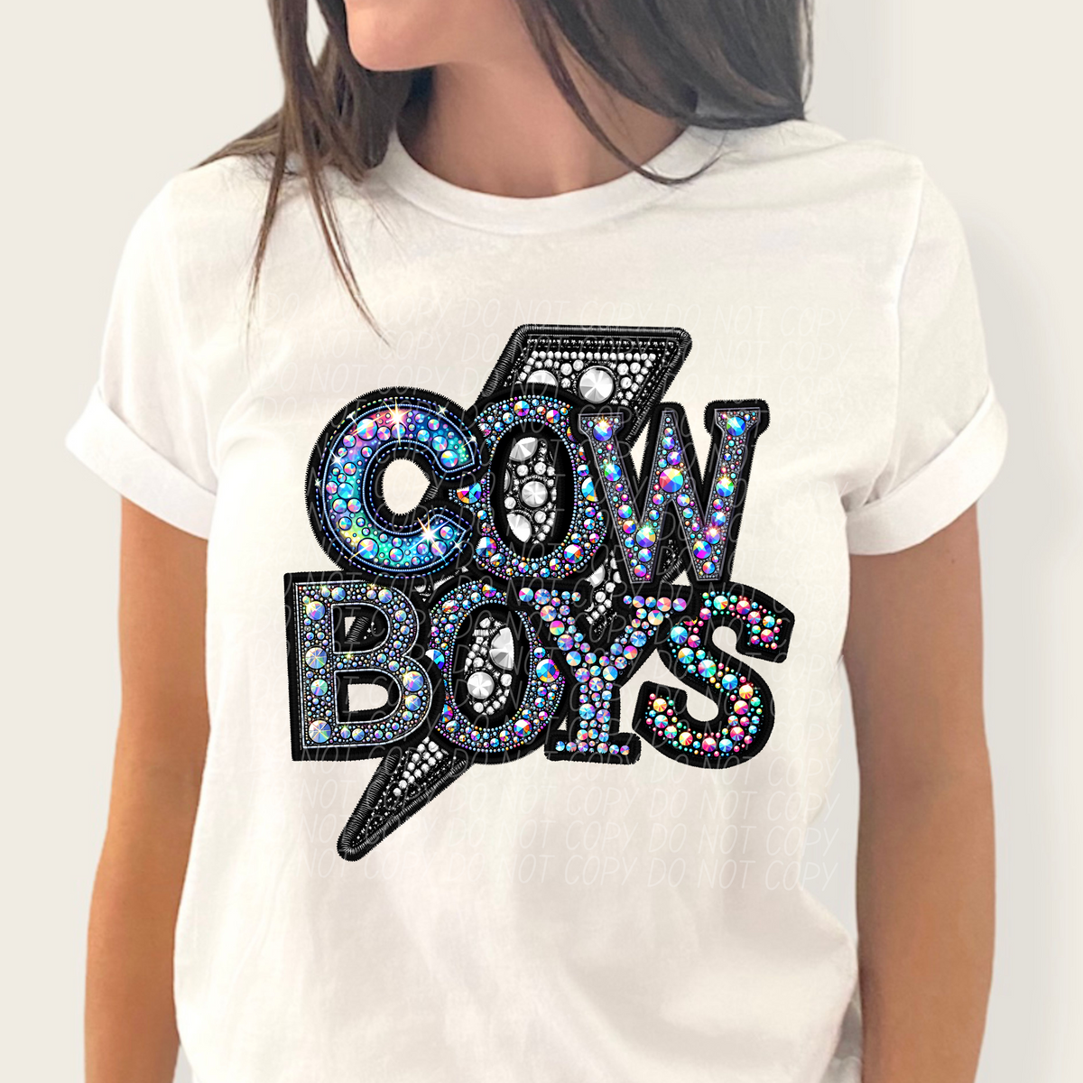 Cowboys lightning bolt rhinestones (city) 45235 DTF transfers