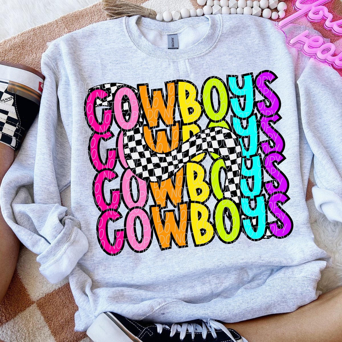 Cowboys 80's Vibe Mascot STACKED (City) DTF transfer