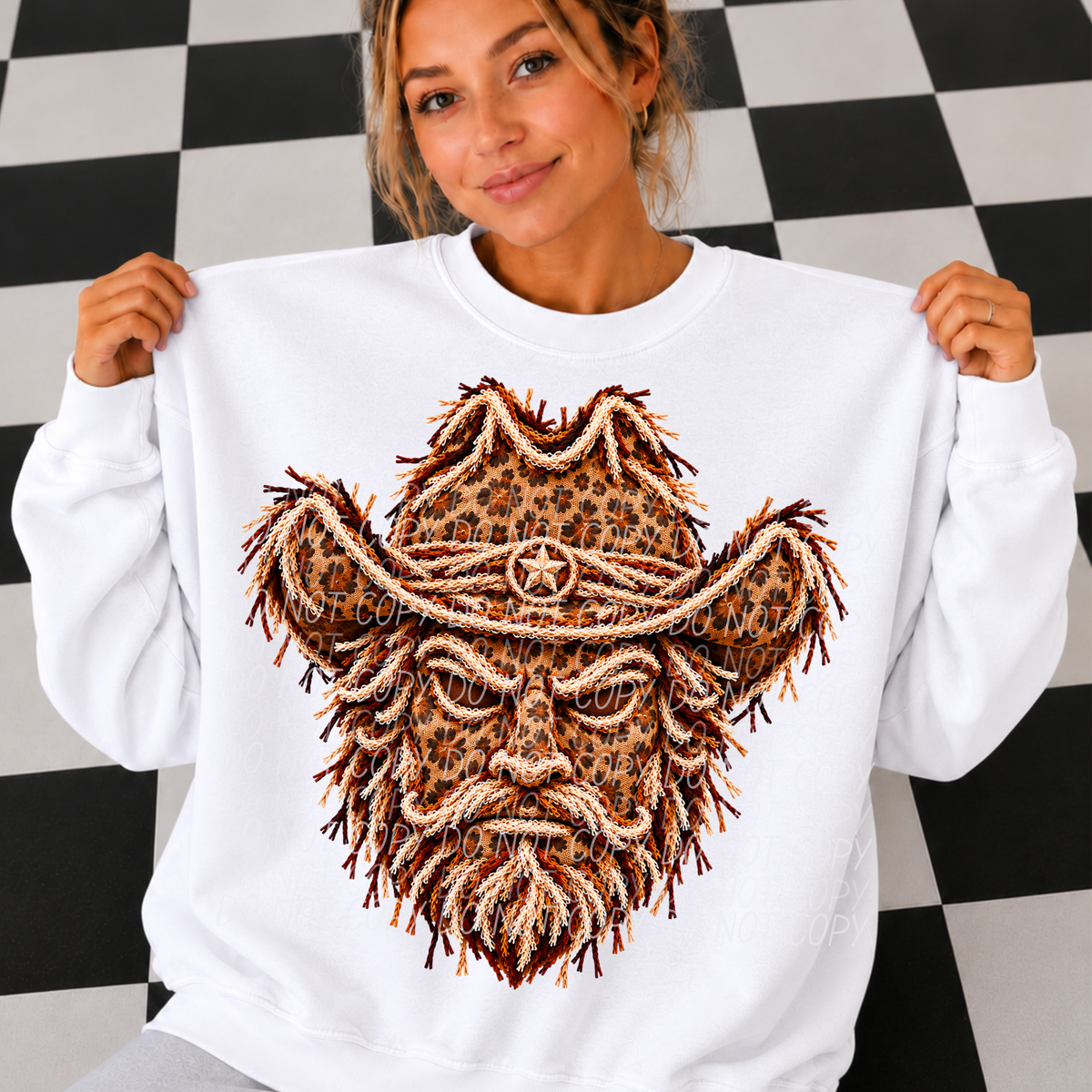 cowboys leopard fringe mascot (city) DTF Transfer