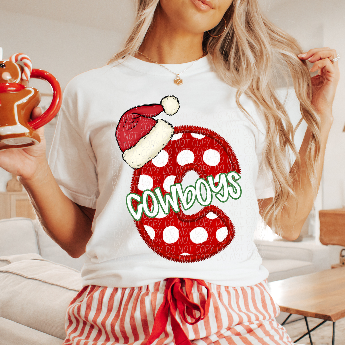 C Cowboys Christmas Faux Embroidery (CITY) 66290 DTF transfer