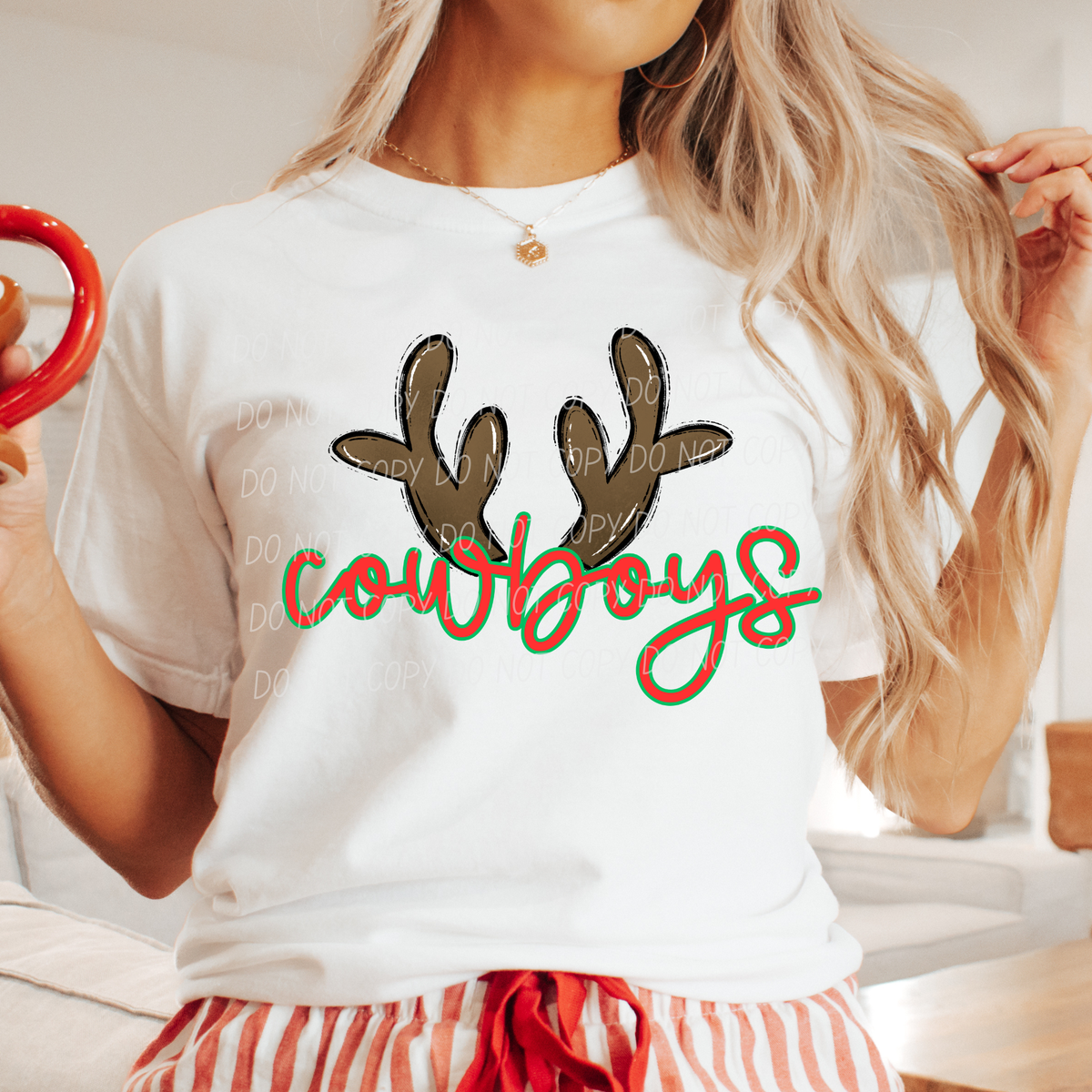 Cowboys with reindeer antler (city) DTF Transfer