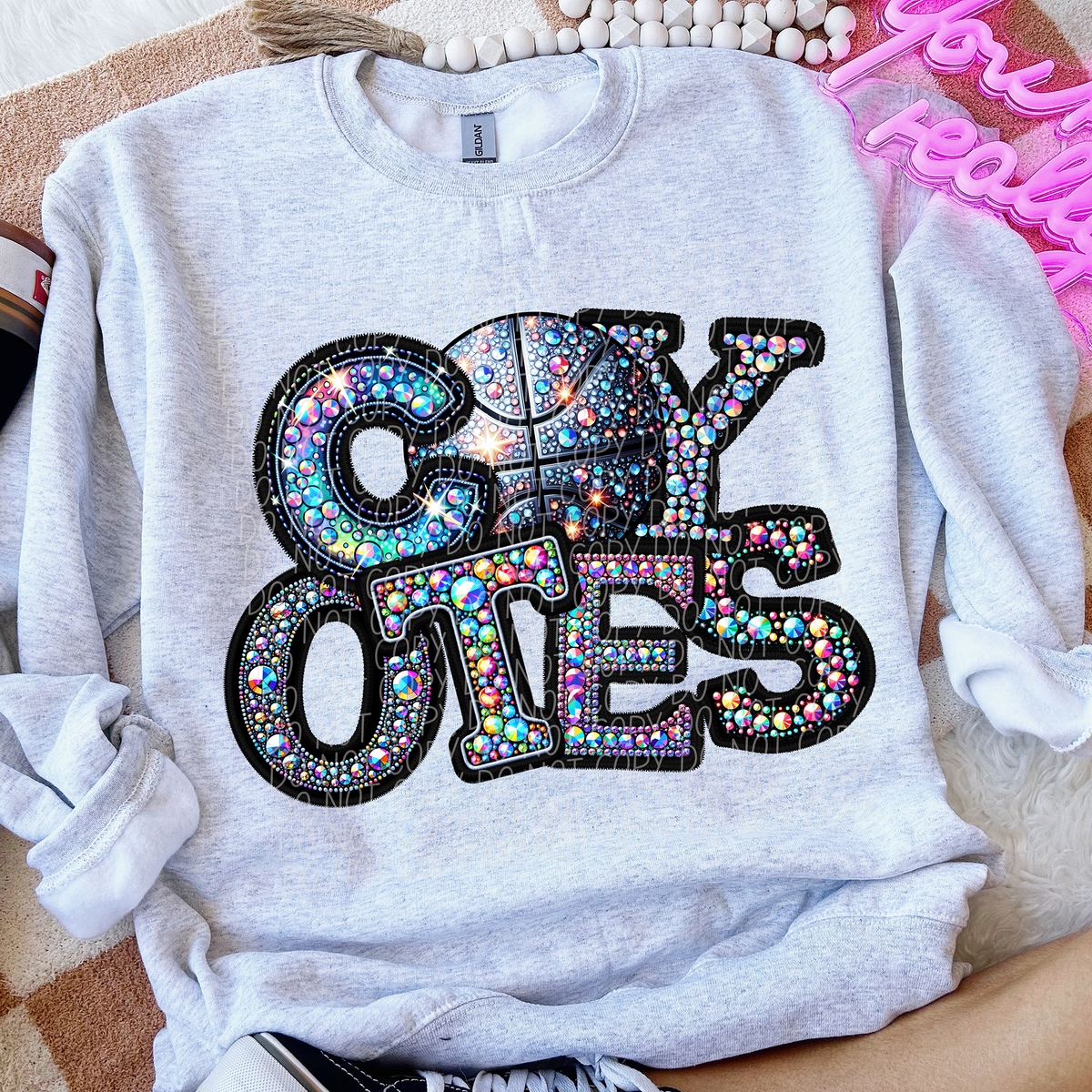 Coyotes Basketball Rhinestone (CITY) 66516 DTF transfer