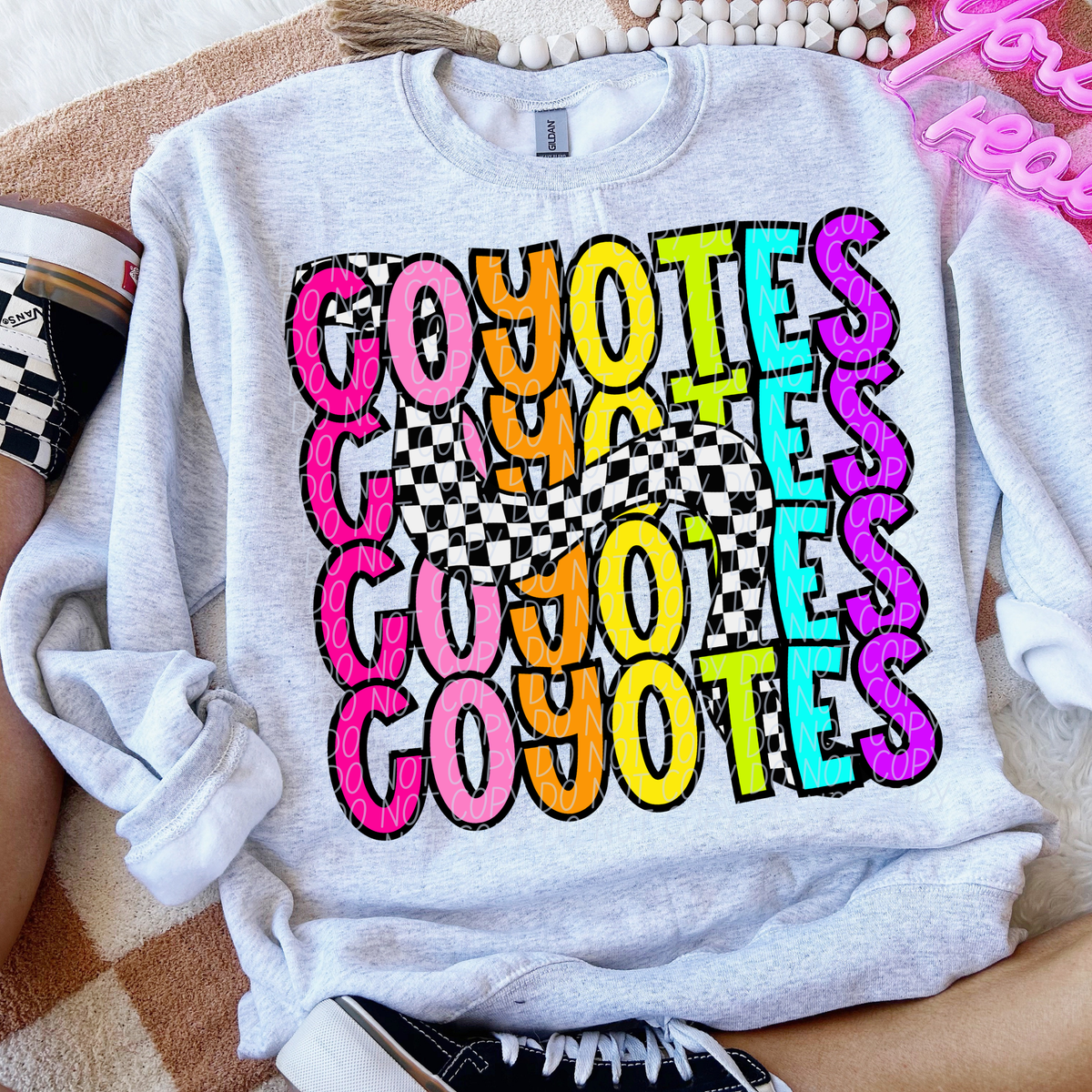 Coyotes 80's Vibe Mascot STACKED (City) DTF transfer