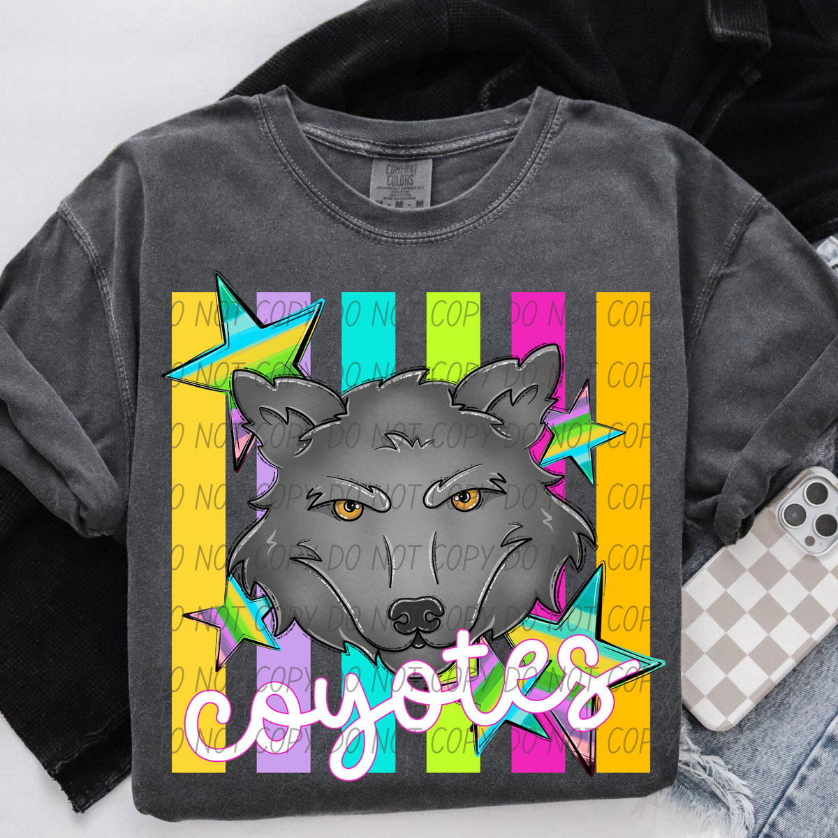 Coyotes Neon strip mascot (City) DTF Transfer