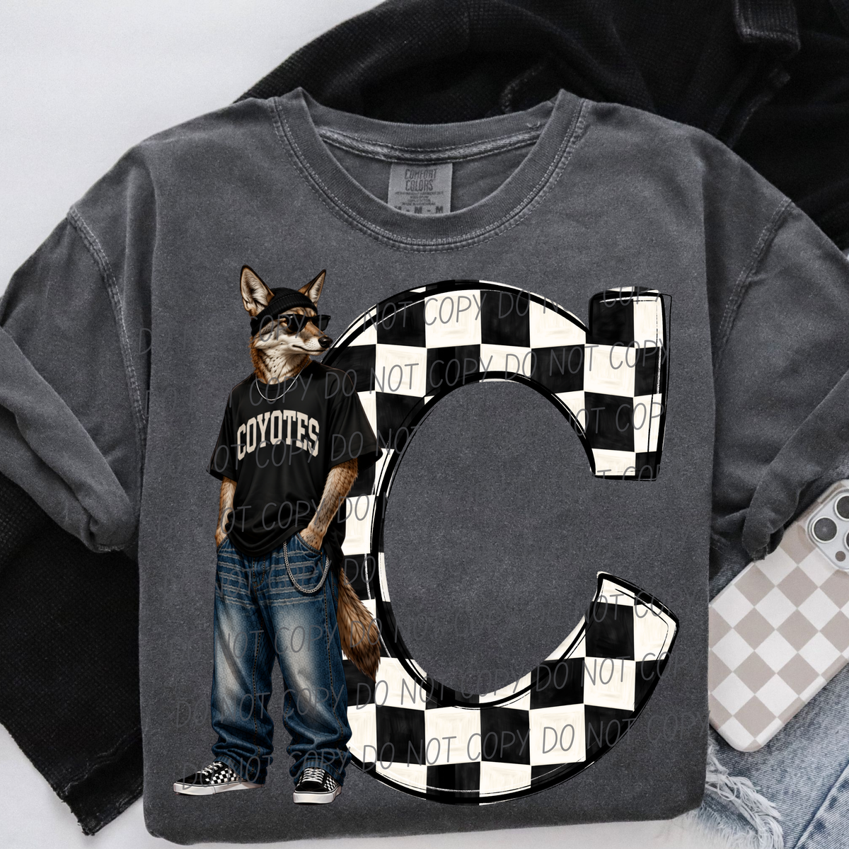 Coyotes sideline sweatshirt mascots (City) DTF Transfer