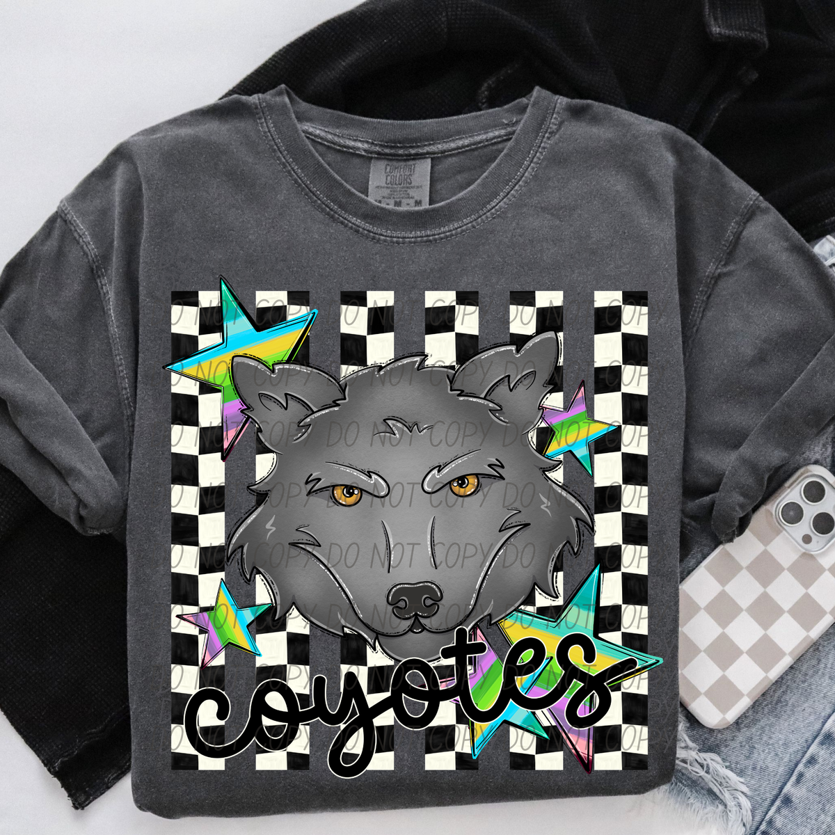Coyotes checker stripes (City) DTF Transfer