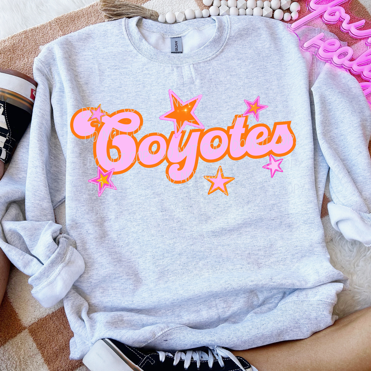coyotes pink orange stars (city) DTF transfer