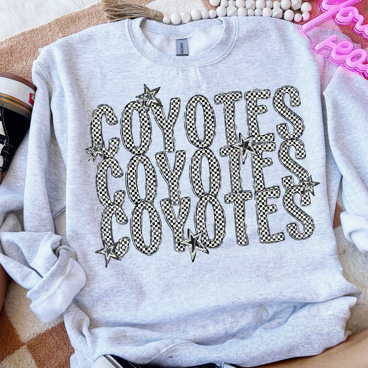 Coyotes checker star stacked (City)DTF transfer