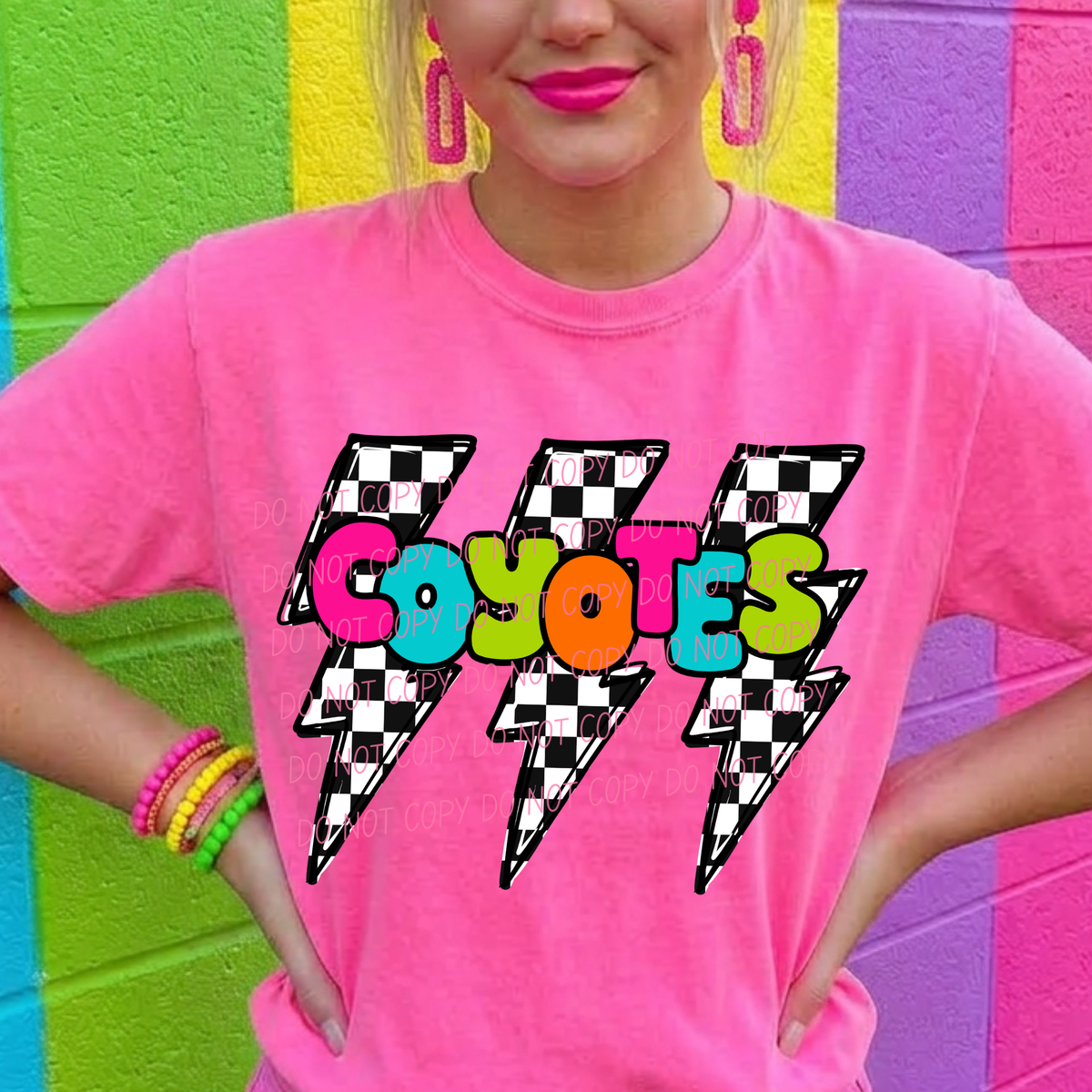 Coyotes multi color with lightning bolt background (city) DTF Transfer