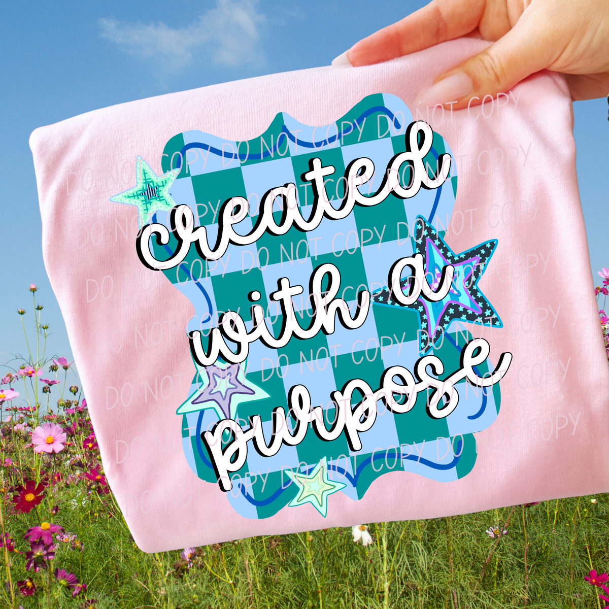 Created with a purpose checkered frame (City) DTF Transfer