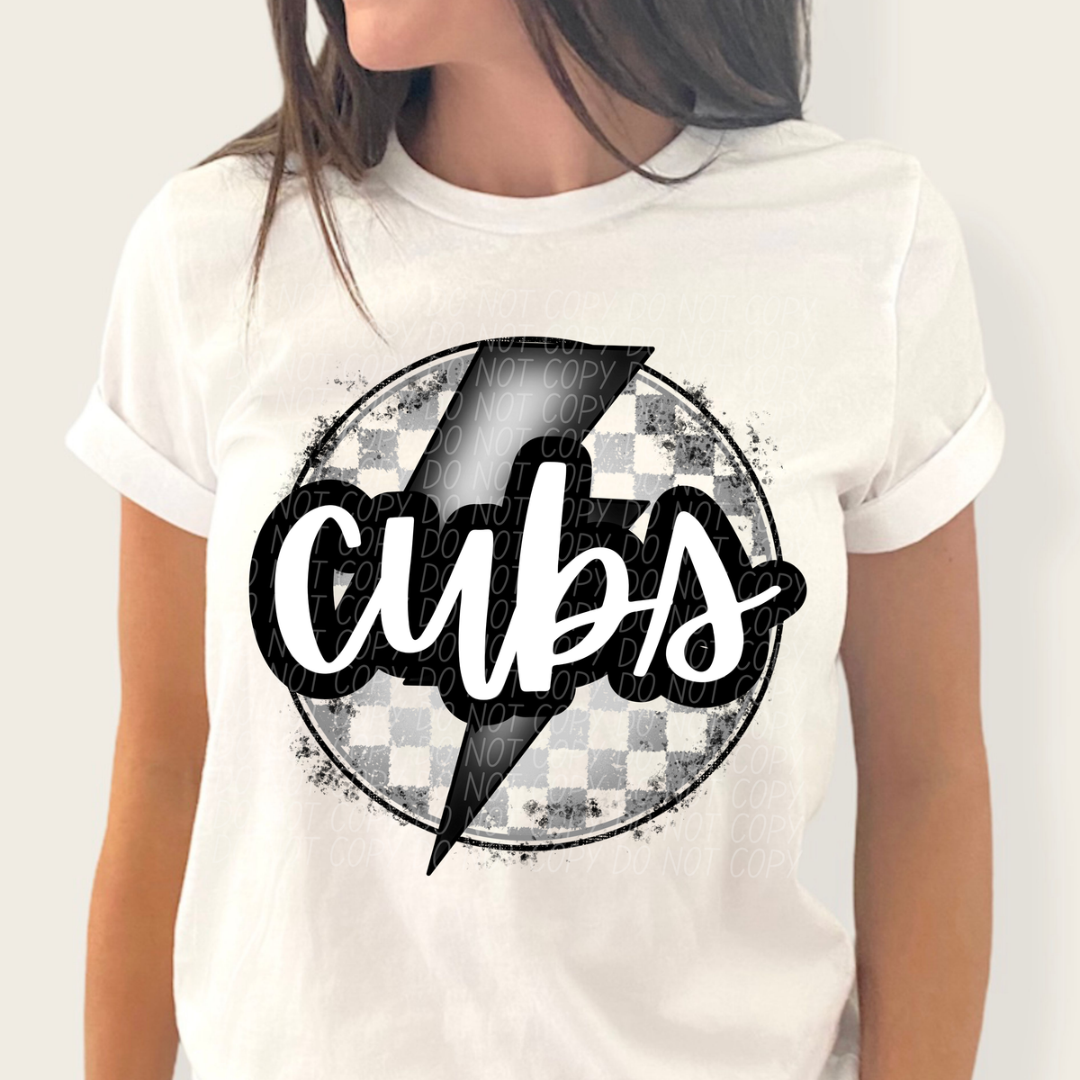 Cubs grey/silver lightning bolt circle CITY DTF transfer