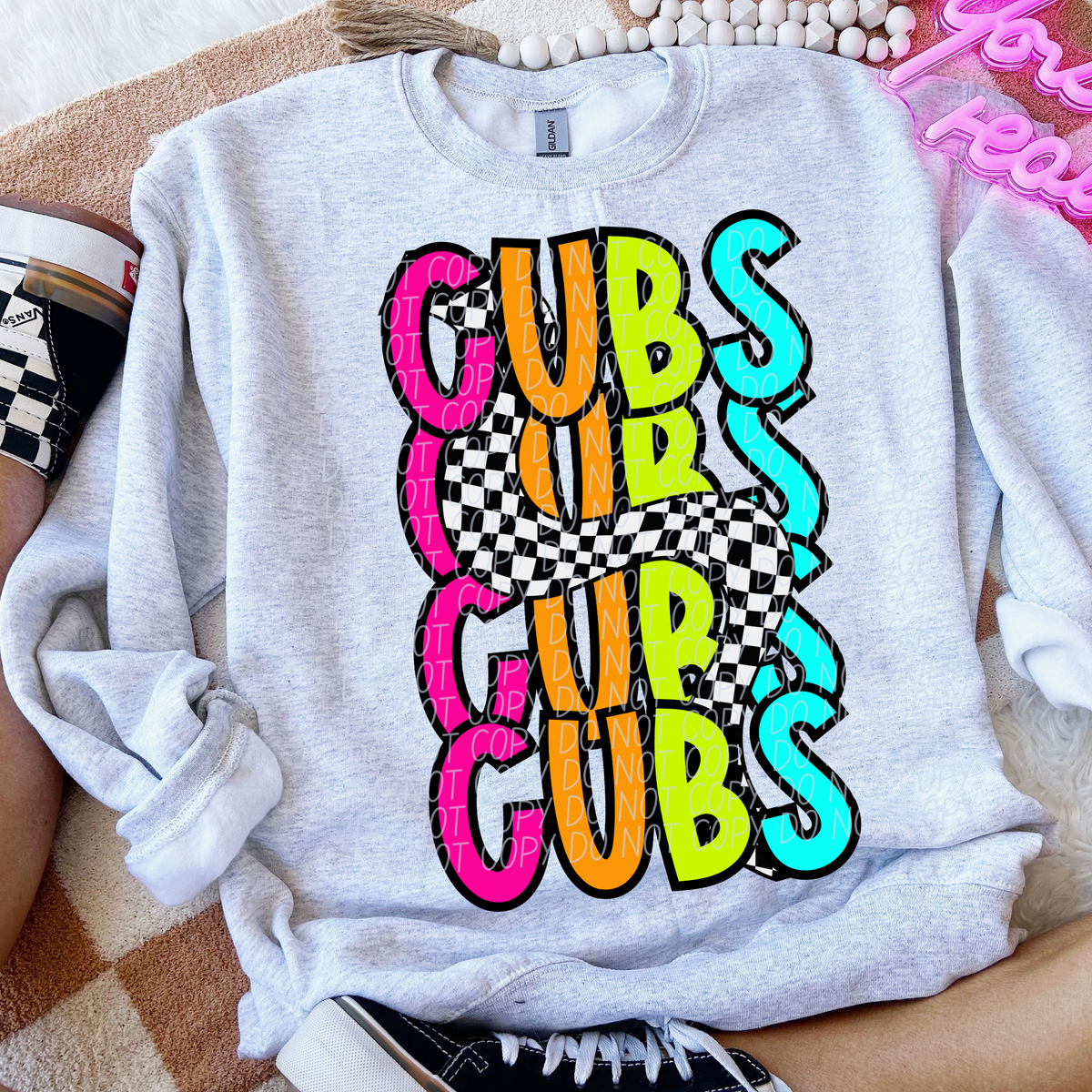 Cubs 80's Vibe Mascot STACKED (City) DTF transfer