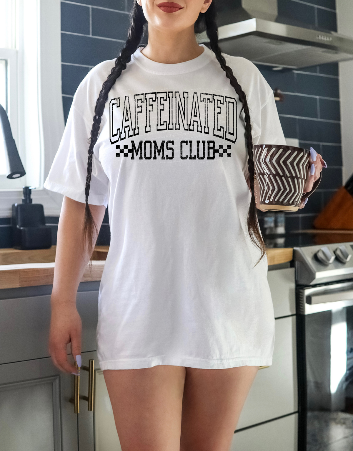 Caffeinated Moms Club Black Grunge 86289 DTF Transfer