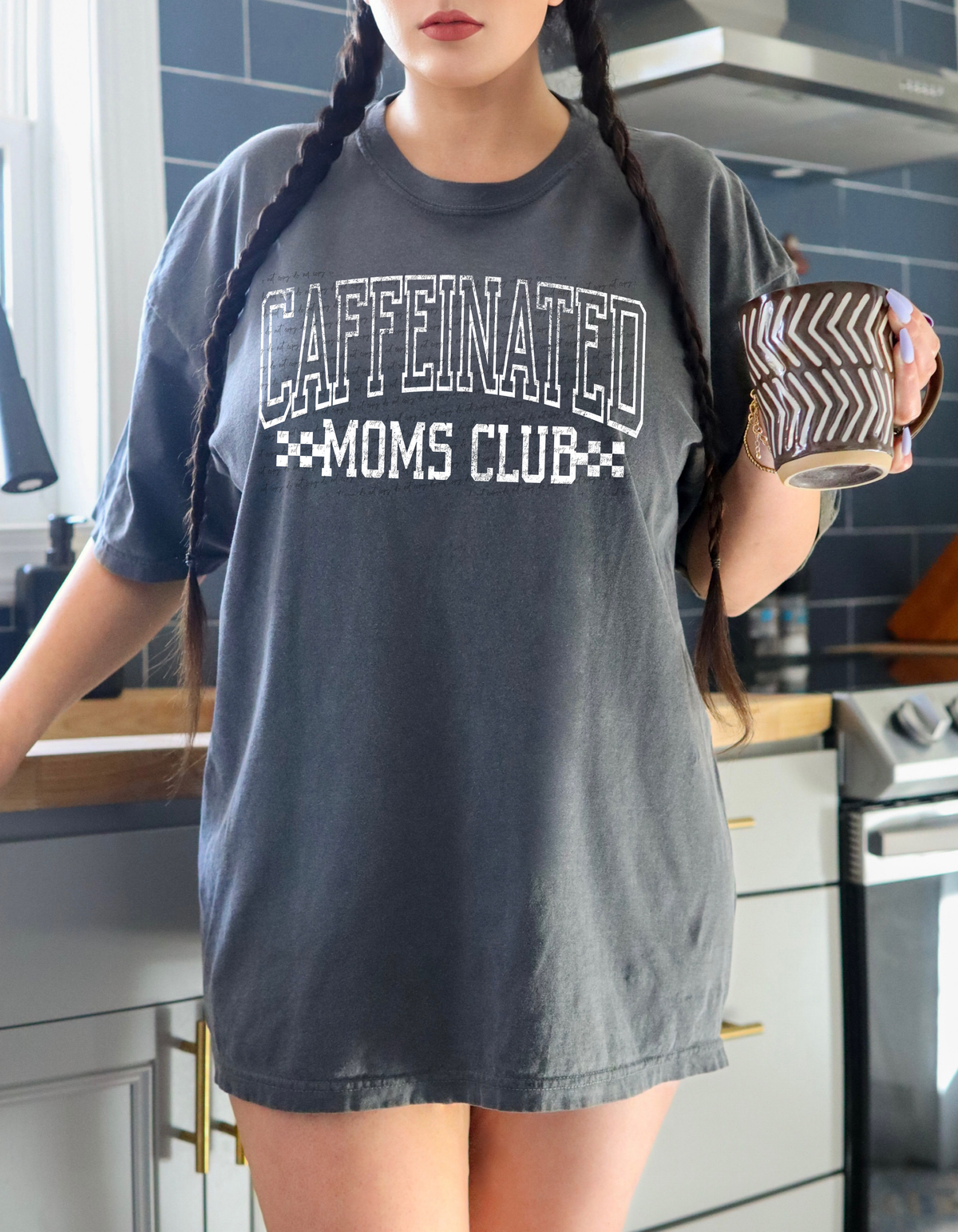 Caffeinated Moms Club White Grunge 86485 DTF Transfer