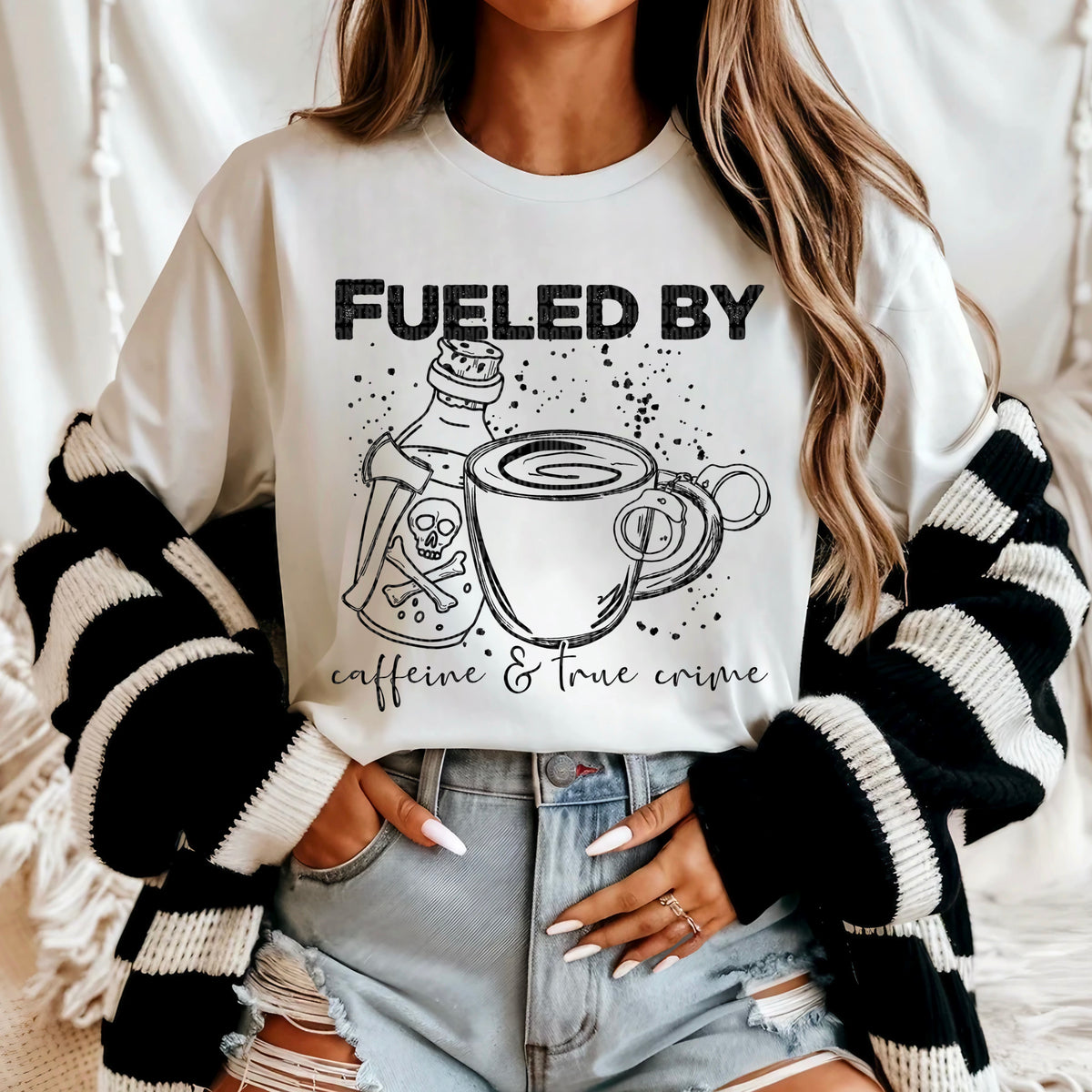 Fueled By Caffeine And True Crime 104054 DTF transfer