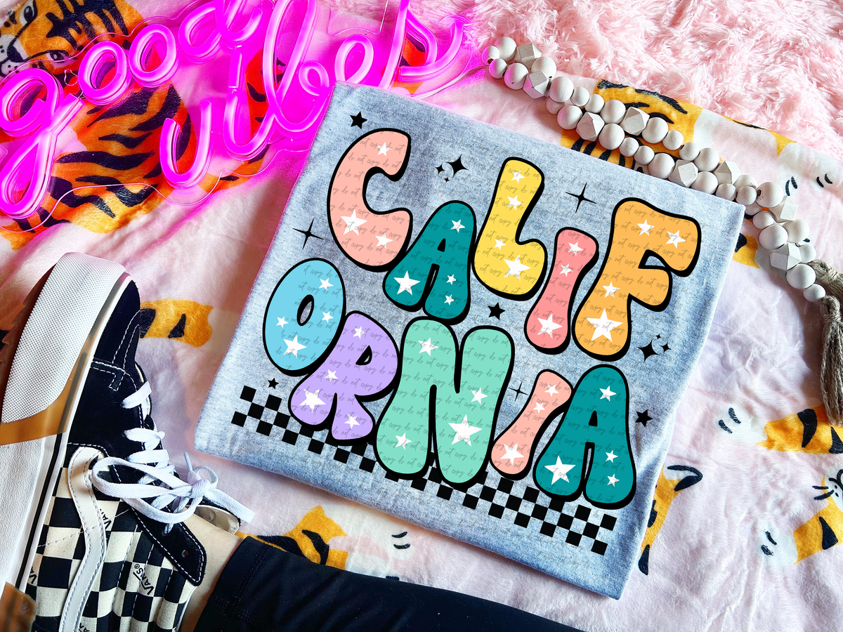 California Colorful Groovy Font 89147 DTF Transfer