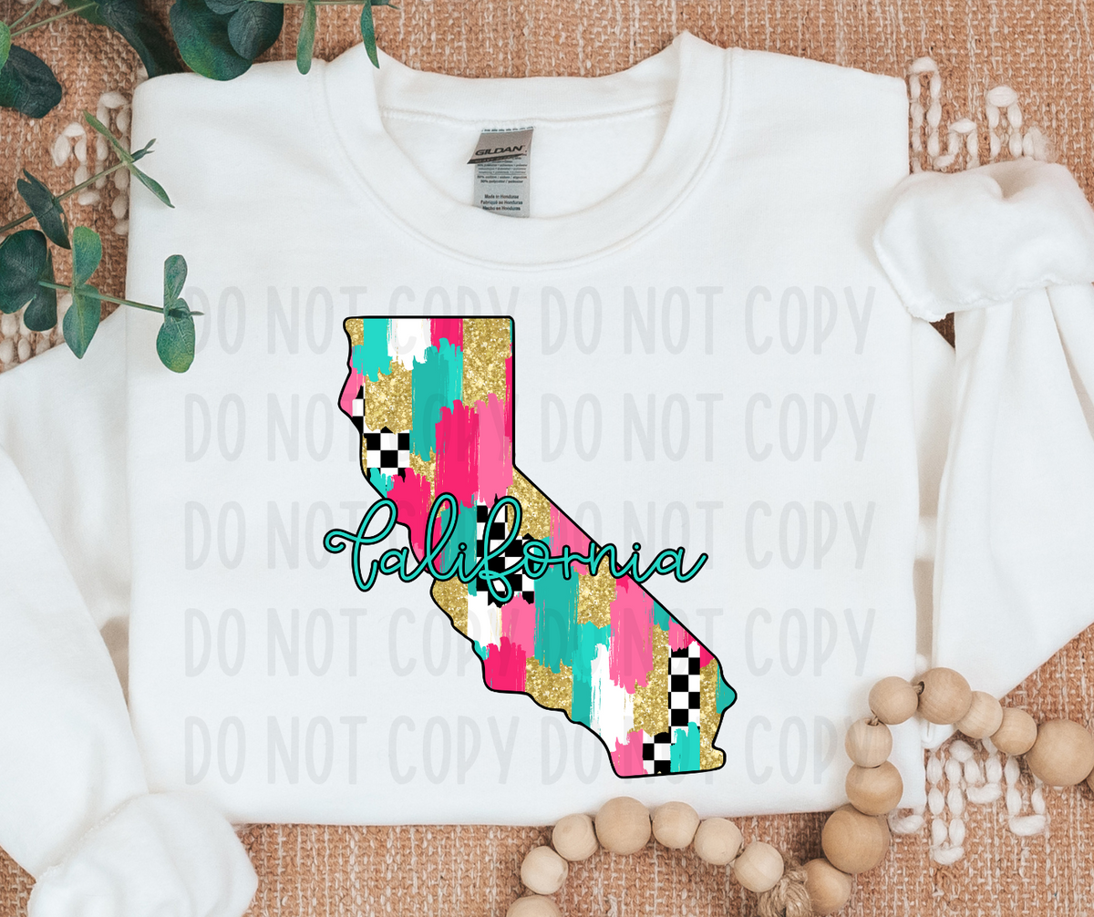 California Brushstroke Checkered State (canvista) DTF transfer