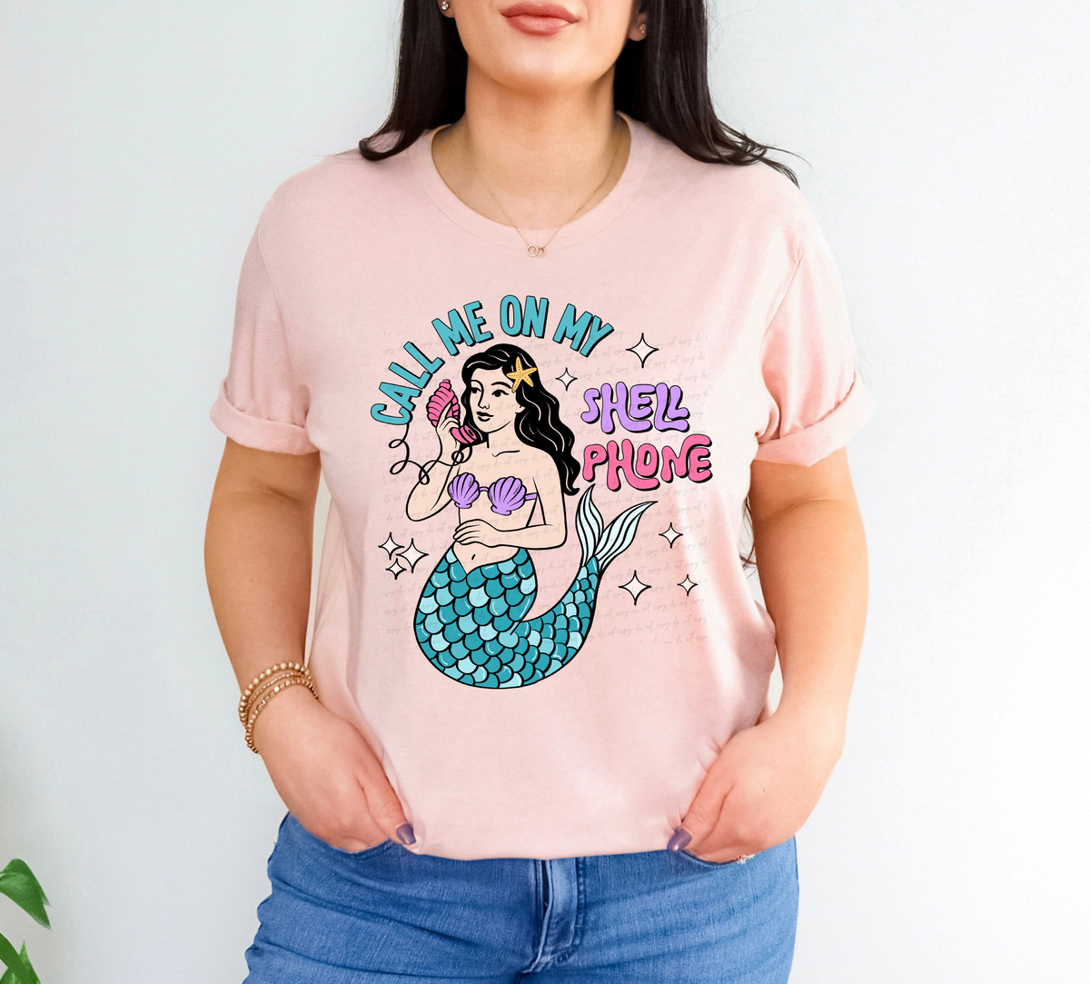 Call Me On My Shell Phone Mermaid Light Skin 111749 DTF transfer