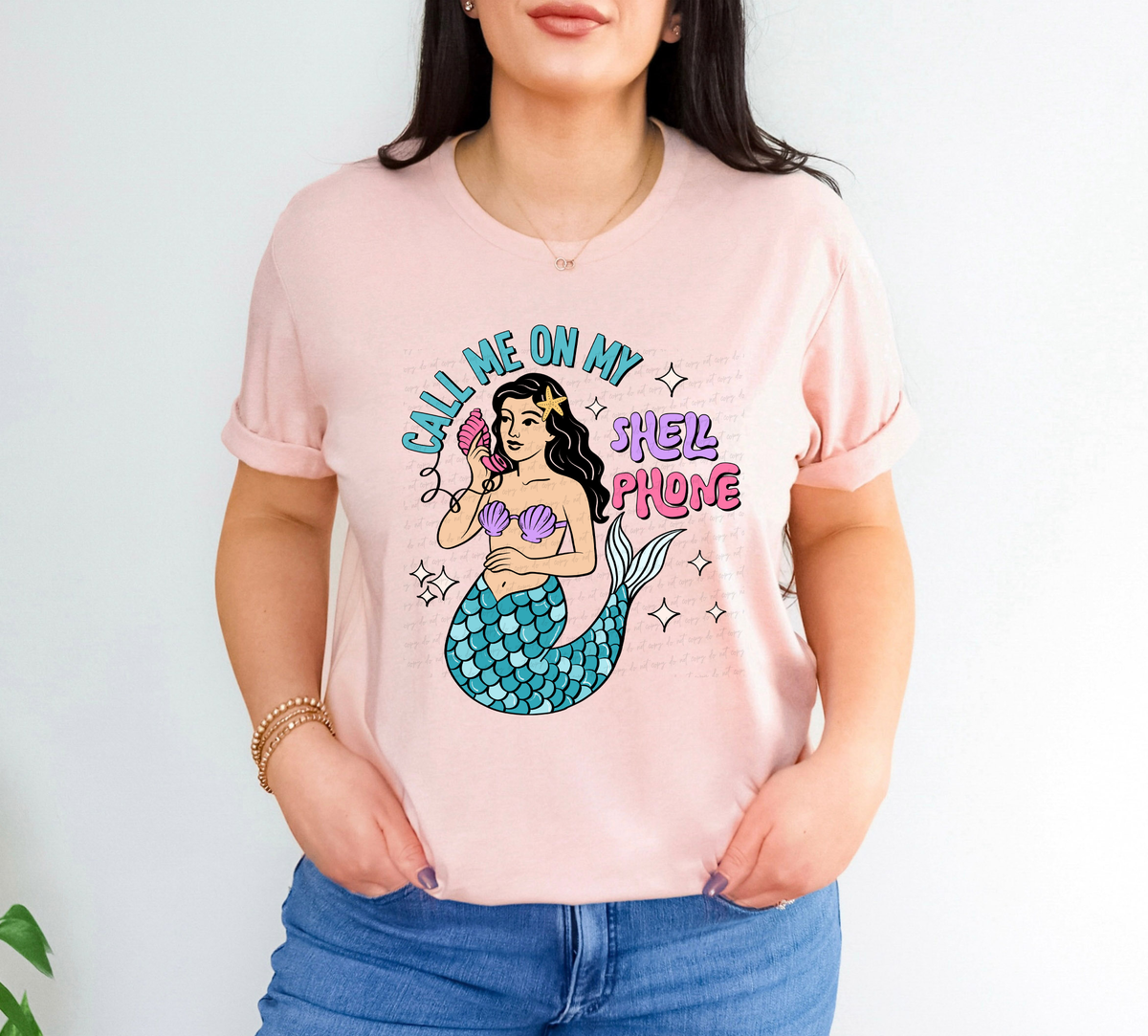 Call Me On My Shell Phone Mermaid Medium Skin 111750 DTF transfer