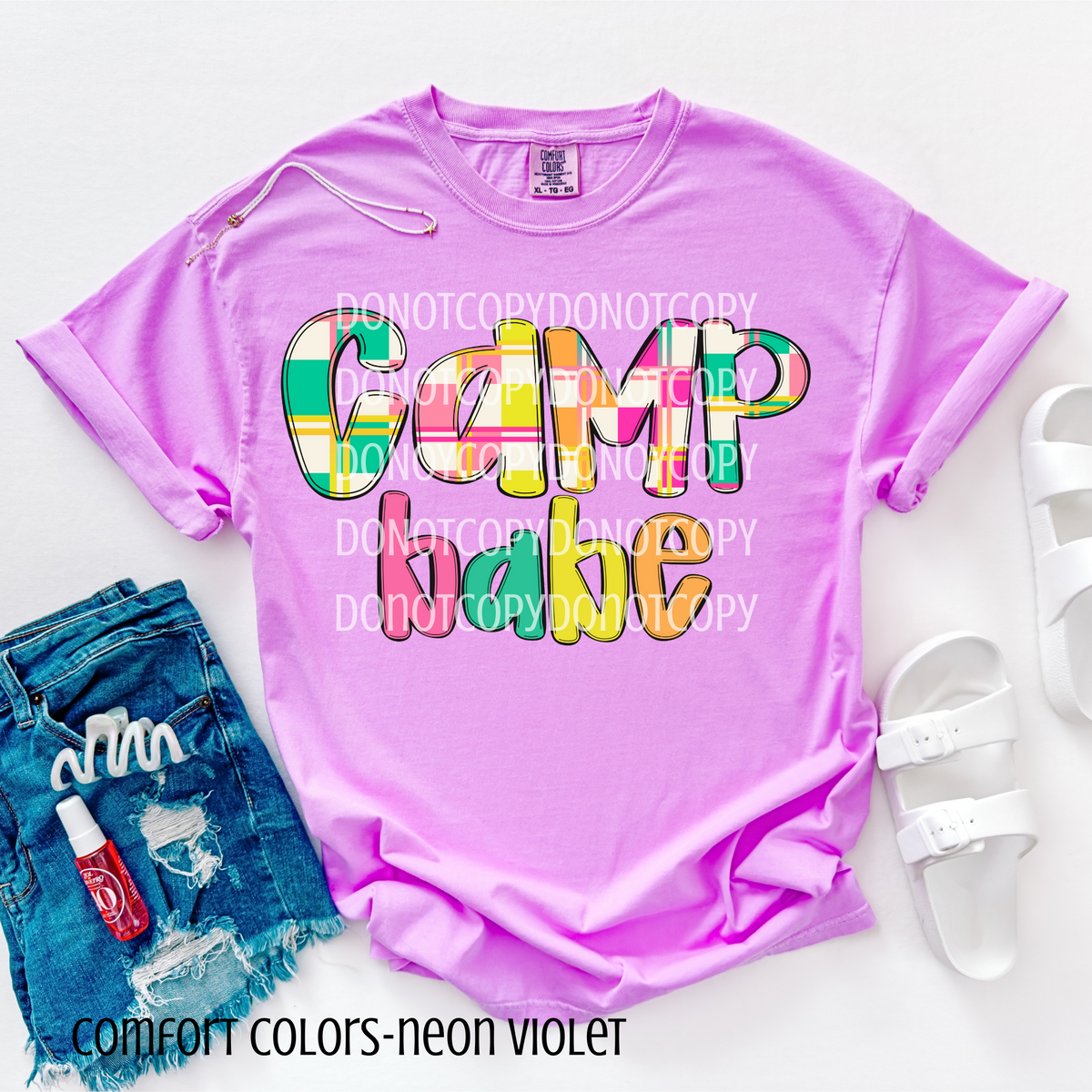 Camp Babe Colorful Checkered (CSG) 101110 DTF transfer