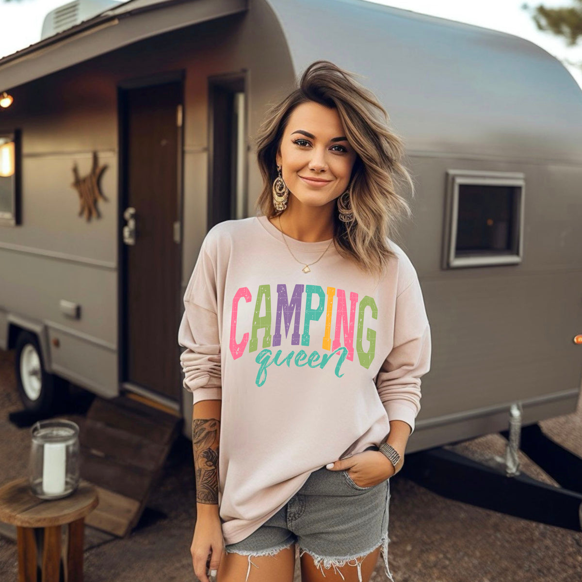 Camping Queen Colorful (SDD) DTF TRANSFER