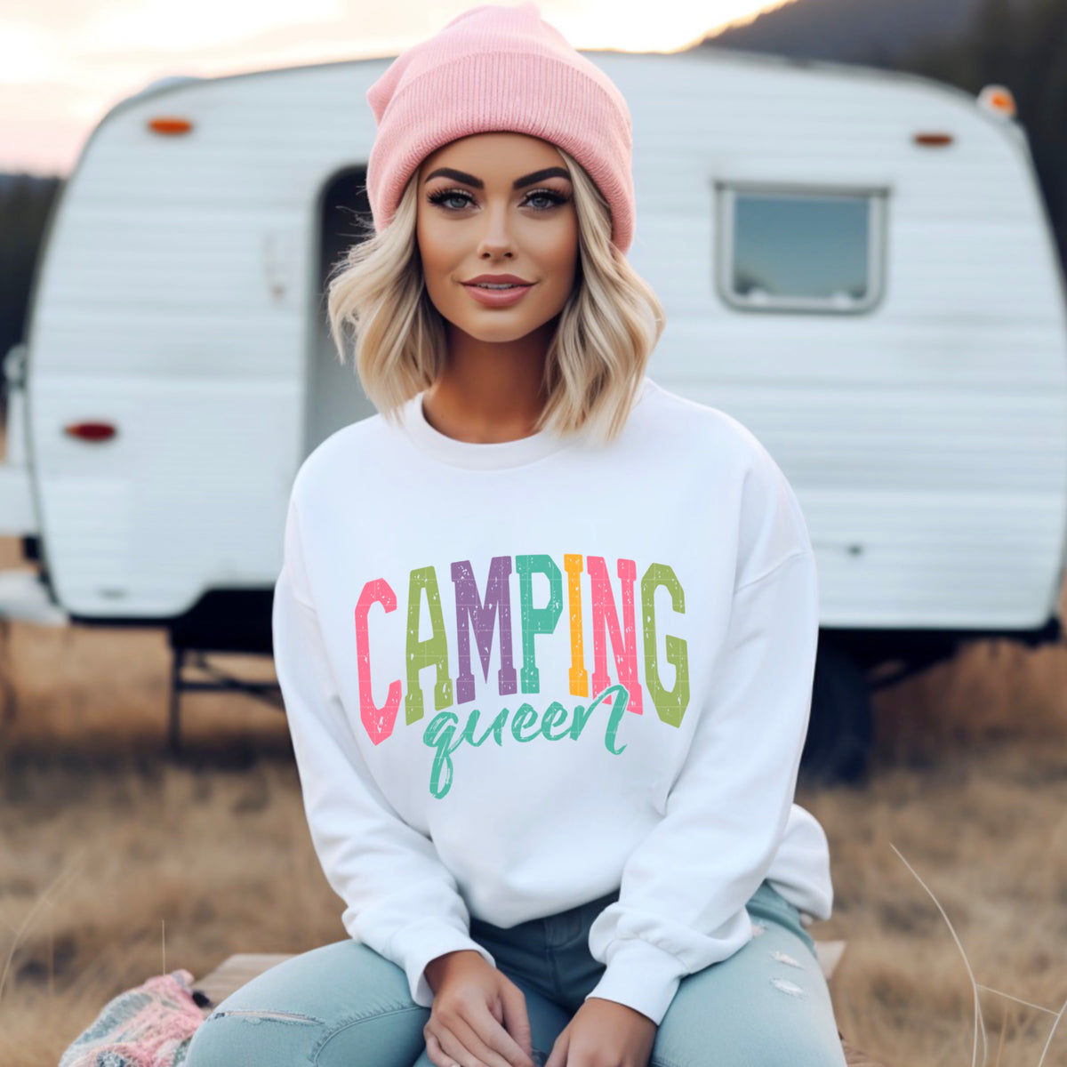 Camping queen blocky (SDD) DTF Transfer