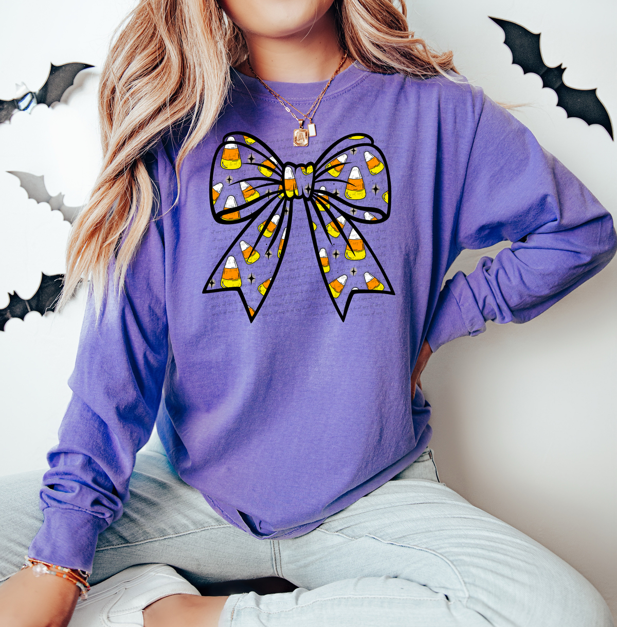 Candy Corn Bow Black Outline 59835 DTF Transfer