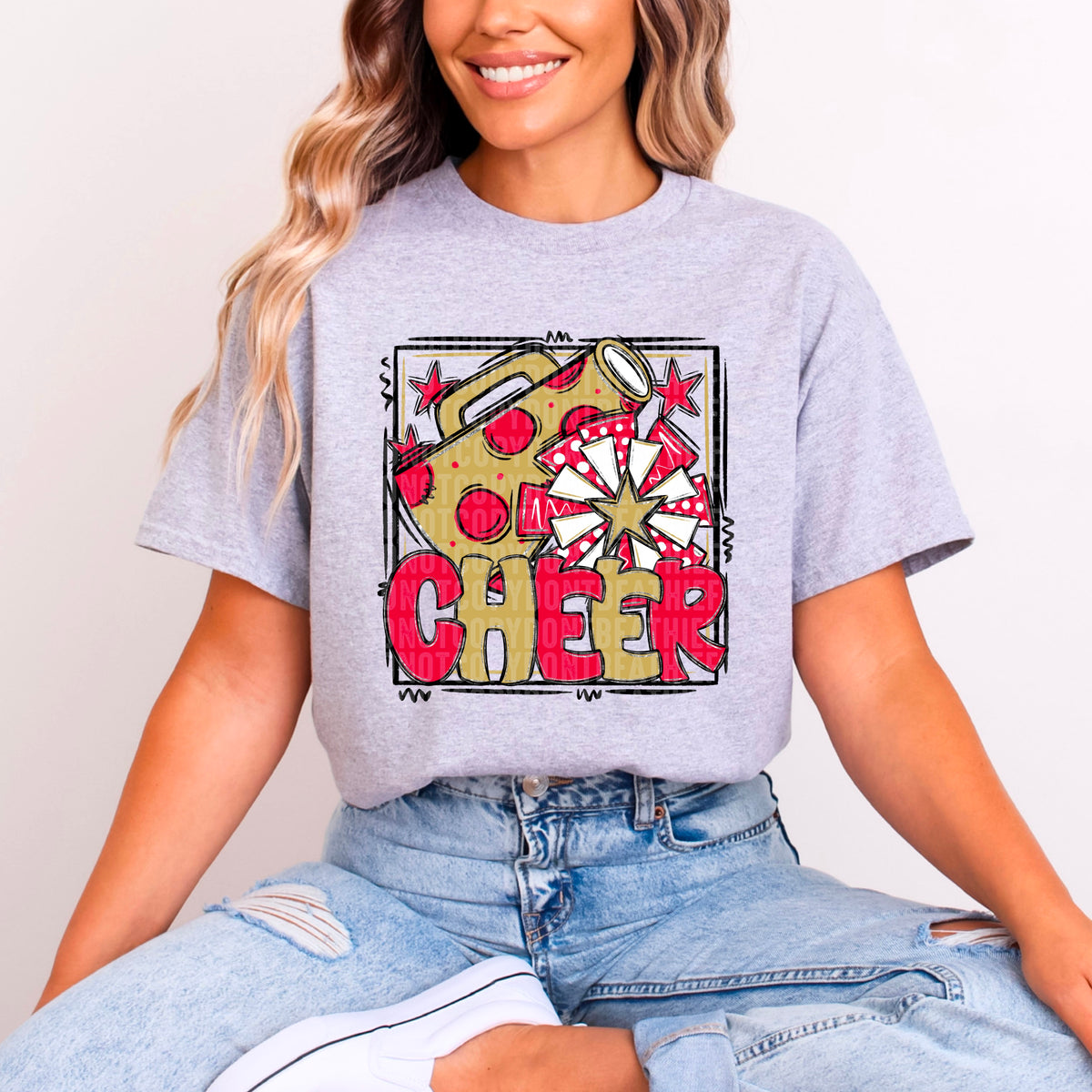 Cheer pink and gold with frame (SDD) DTF transfer