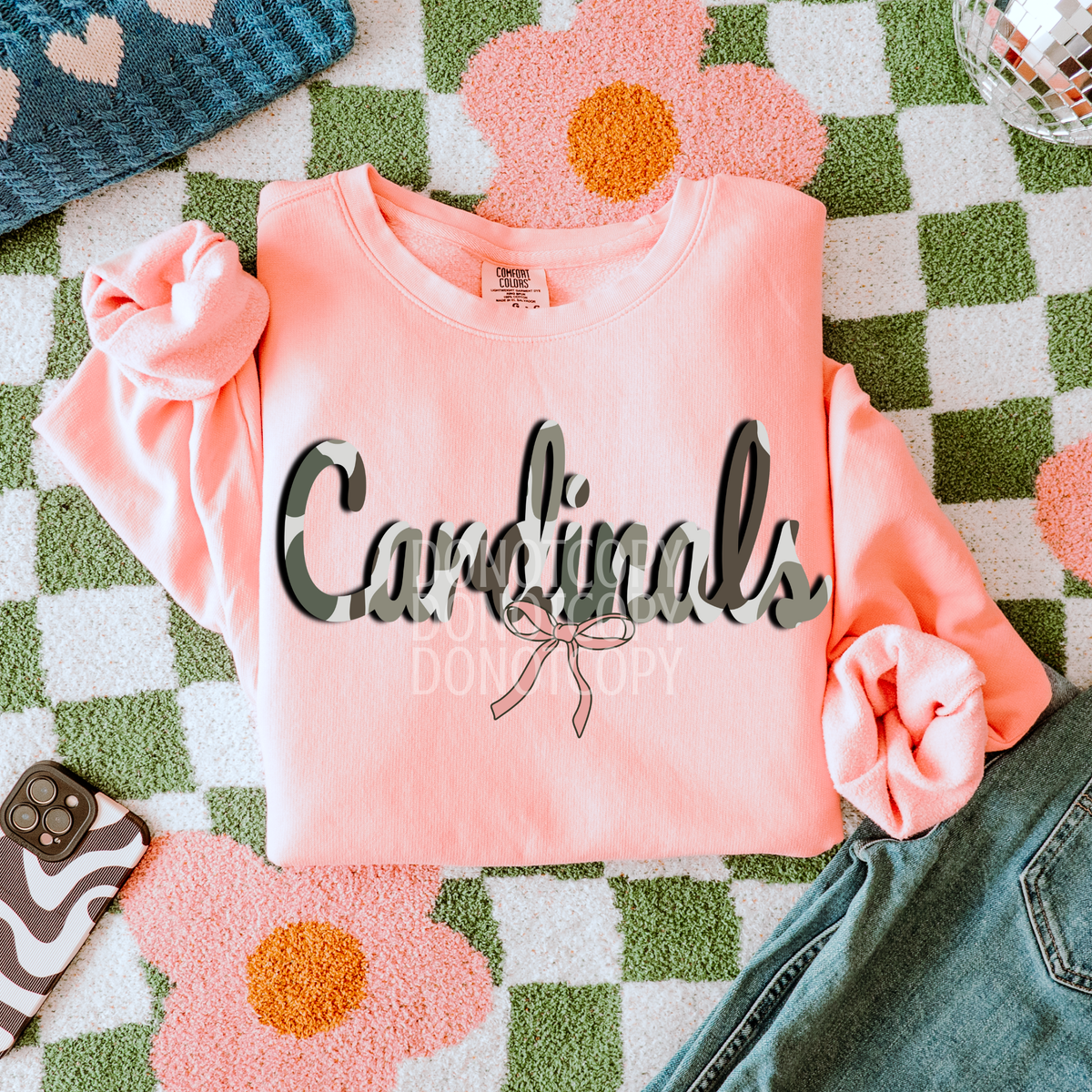 cardinals camo pink bow (caplinger) DTF Transfer
